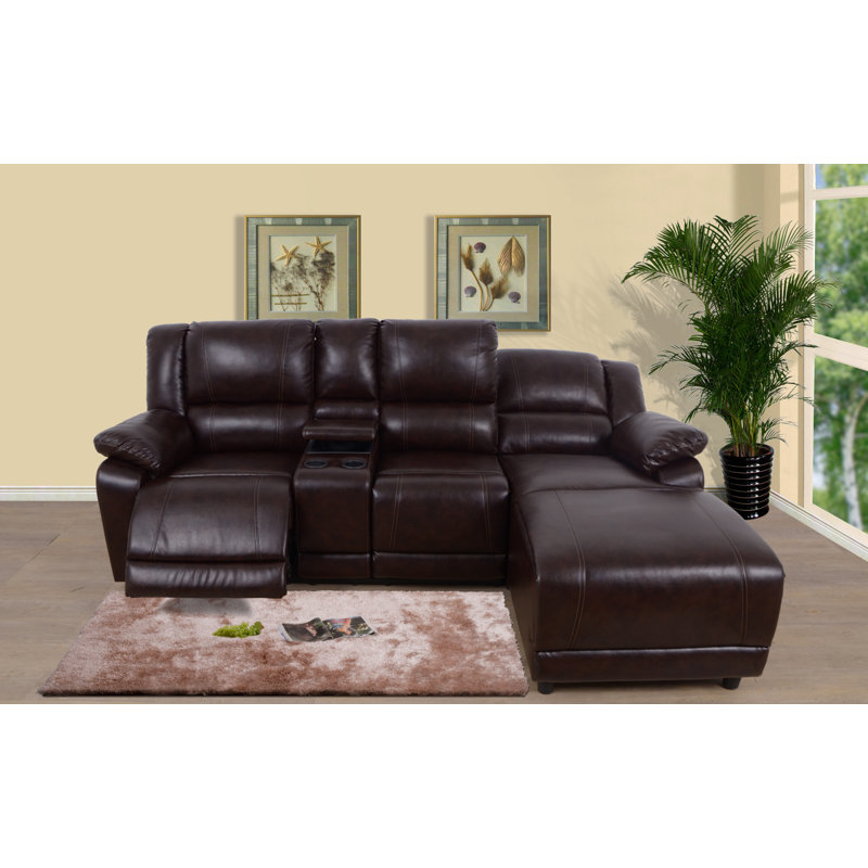 Winston Porter Sador 98" Wide Faux Leather Right Hand Facing Reclining